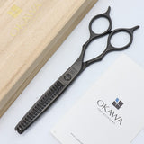 【美品】オオカワプロシザーズ 212 DLC マットコーティング セニング 5.8インチ メガネハンドル 21目2段エンジェルポケット 約20%〜25%