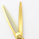 【美品】はさみのルミエール HyPer V L5C25 ゴールドコーティング セニング 6インチ 3Dハンドル 25目L 約30％ シザー レフティ 左利き