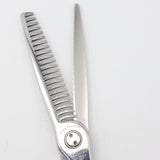 【美品】刃物屋トギノン プレミアムクイーン ツイン セニング 5.8インチ メガネハンドル 22目フラット/スリット2本 約40% トギノン シザー